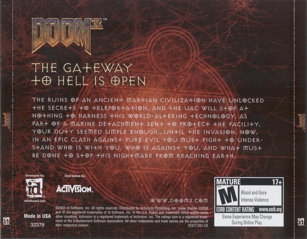 Doom 3 - zadn CD obal