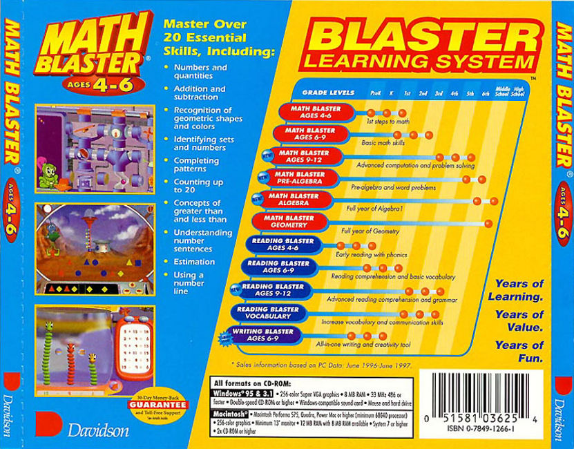 Math Blaster: Ages 4-6 - zadn CD obal