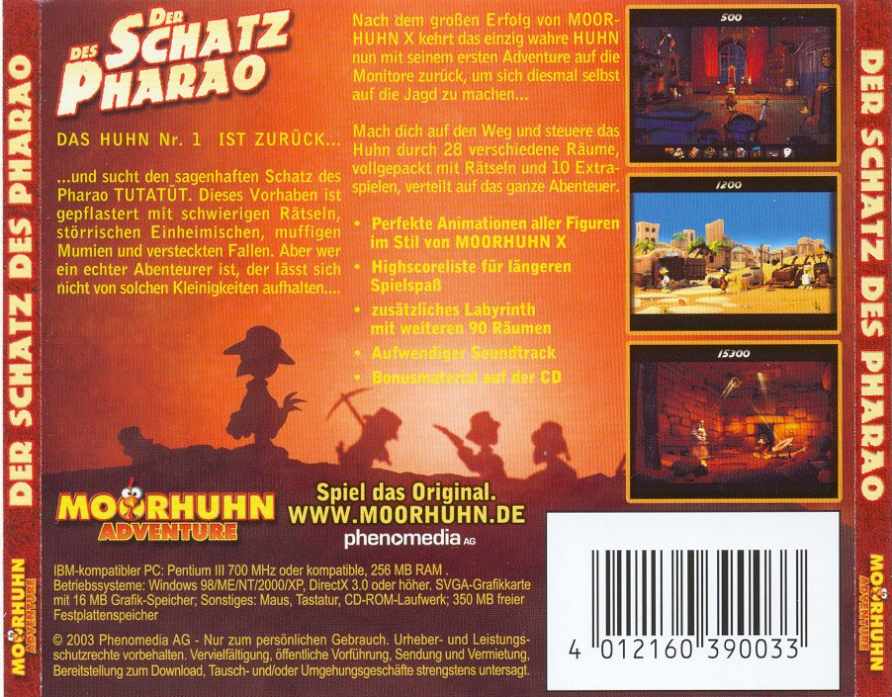 Moorhuhn Adventure - Der Schatz des Pharao - zadn CD obal
