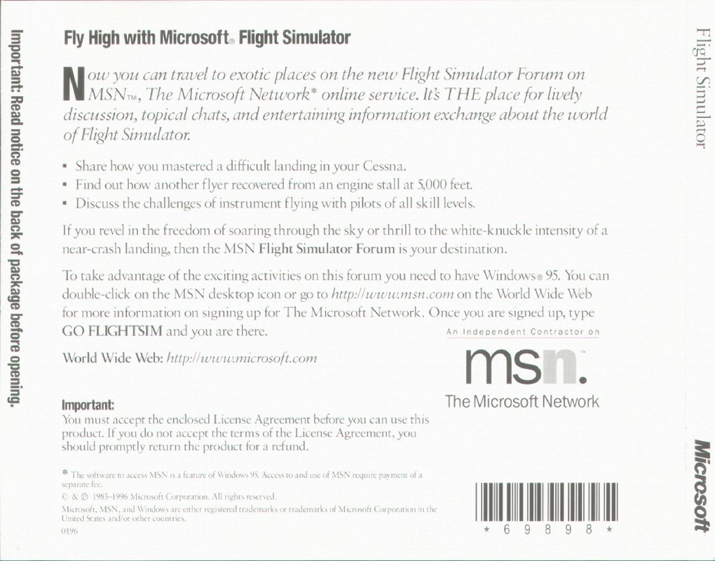 Microsoft Flight Simulator - zadn CD obal