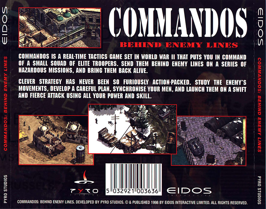 Commandos: Behind Enemy Lines - zadn CD obal