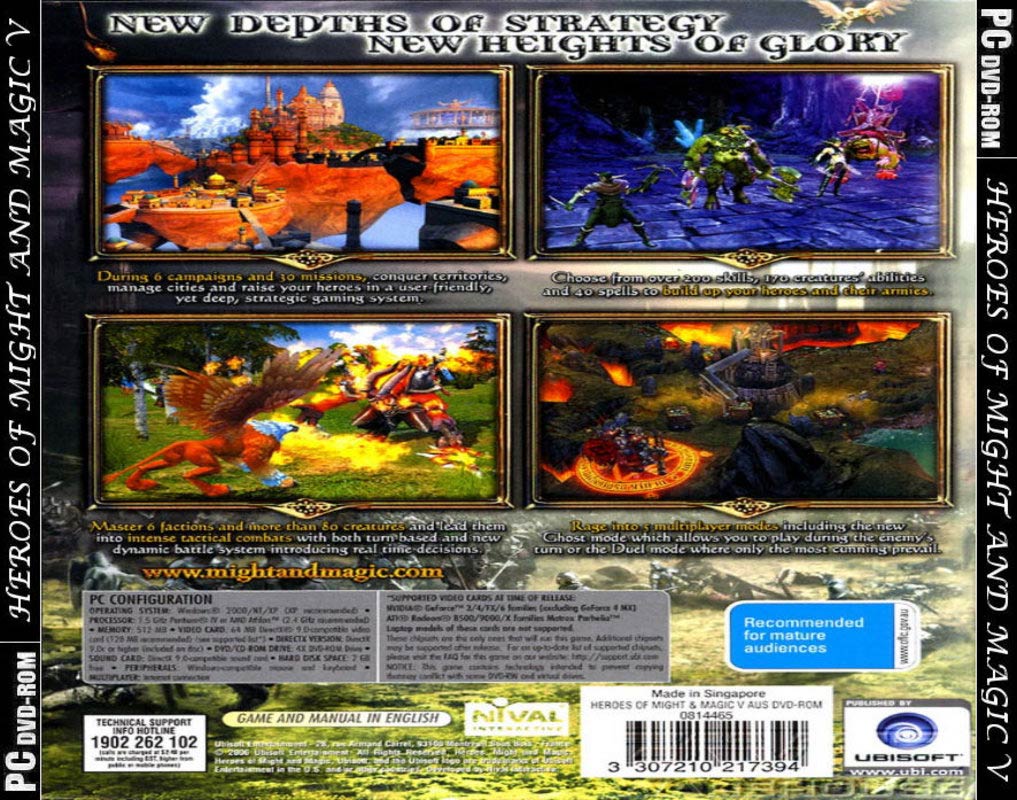 Heroes of Might & Magic 5 - zadn CD obal 2